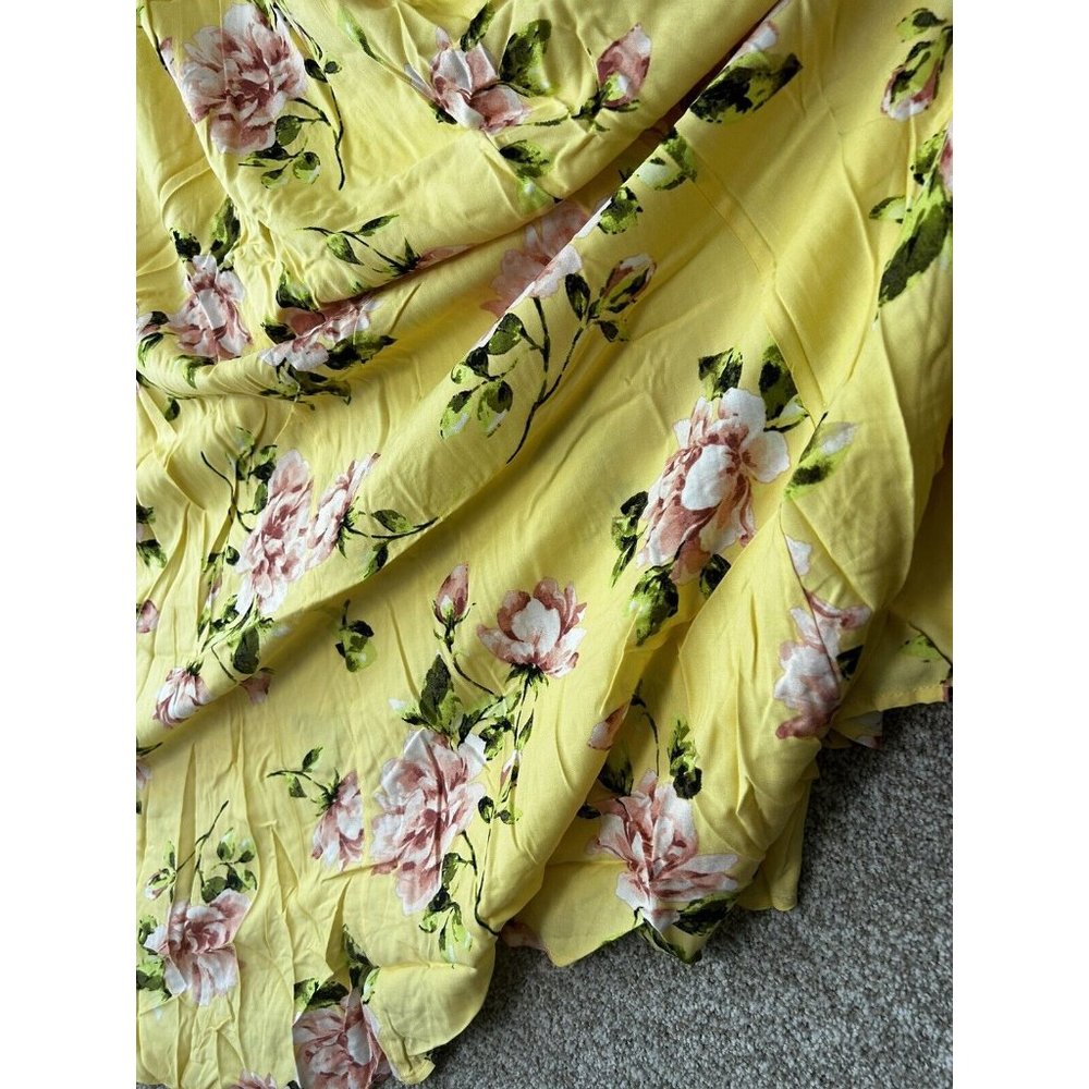 Torrid Yellow Floral Challis Trapeze Maxi Dress Size Med/Large (00) - Picture 3 of 8